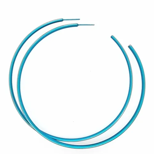 Extra Large Subtle Kingfisher Blue Colour Hoop Earrings